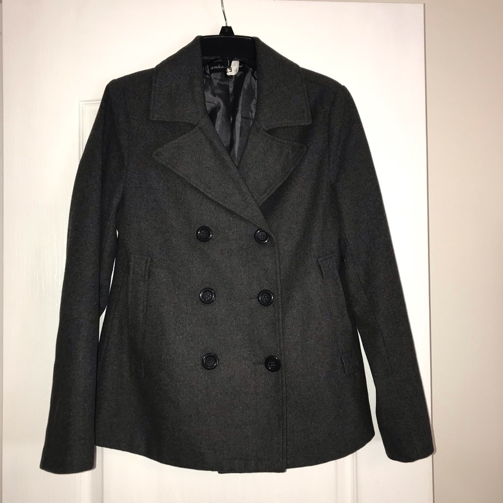Ambiance Apparel warm peacoat Jacket Blazer women’s Medium Charcoal Gray